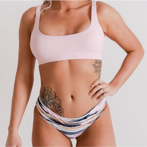 Athletic Bikini Set Light Pink Stripes Midrise NWT